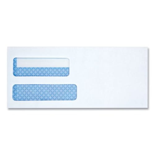 Double Window Business Envelope, #10, Square Flap, Gummed, 4.13 x 9.5, 500/Box