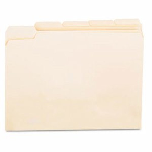 File Folders, 1/5 Cut Assorted, One-Ply Top Tab, Letter, Manila, 100/Box