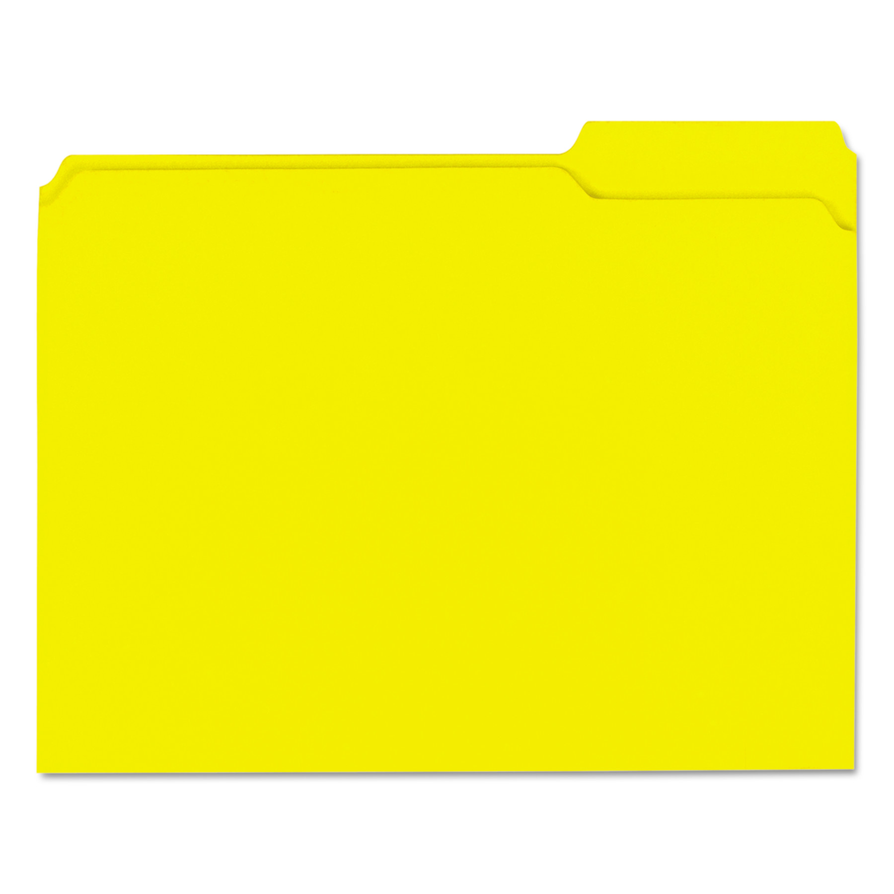 Colored File Folders, 1/3 Cut Assorted, Two-Ply Top Tab, Letter, Yellow, 100/Box 