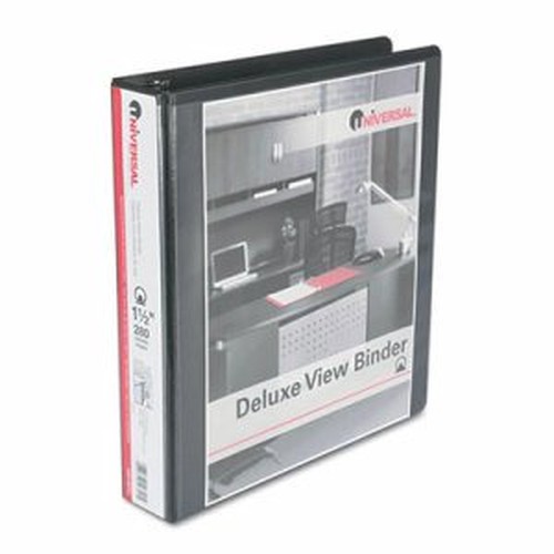 Deluxe Round Ring View Binder, 1-1/2" Capacity, Black