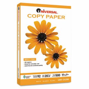 Copy Paper, 92 Brightness, 20lb, 8-1/2 x 14, White, 5000 Sheets/Carton