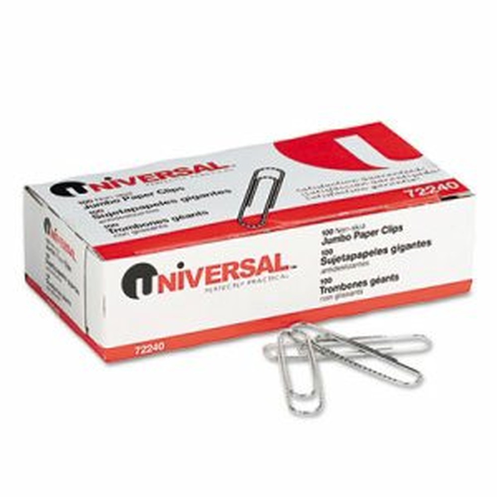 Nonskid Paper Clips, Wire, Jumbo, Silver, 1000/Pack