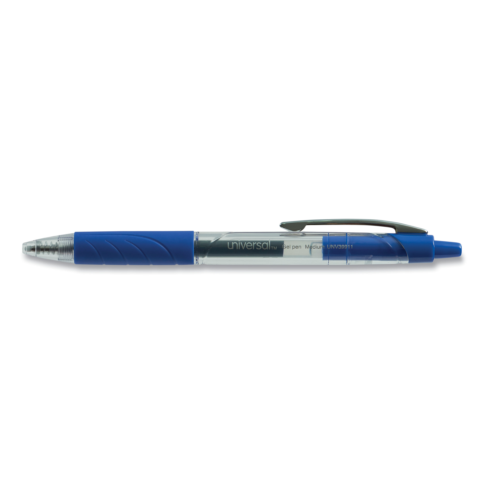 Clear Roller Ball Retractable Gel Pen, Blue Ink, Medium, 36/Pack
