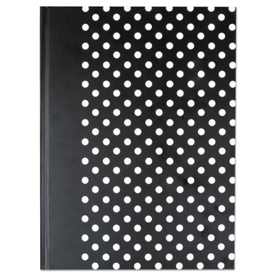 Casebound Hardcover Notebook, 10 1/4 x 7 5/8, Black with White Dots