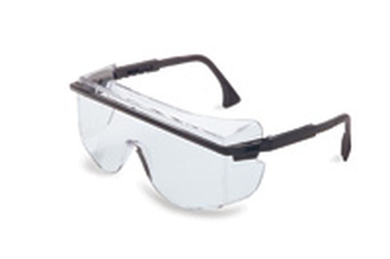 Astro OTG 3001 Wraparound Safety Glasses, Black Plastic Frame, Clear Lens