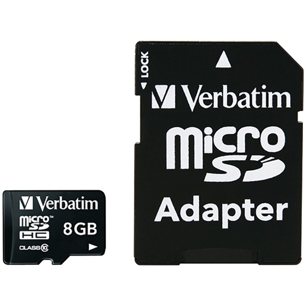 Verbatim 44081 microSDHC Card with Adapter (8GB; Class 10)