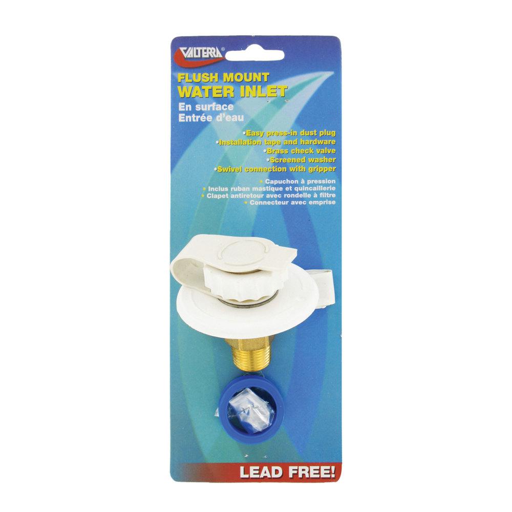 Water Inlet, 2-3/4In Plastic Flange, White, Lead-Free, Carded