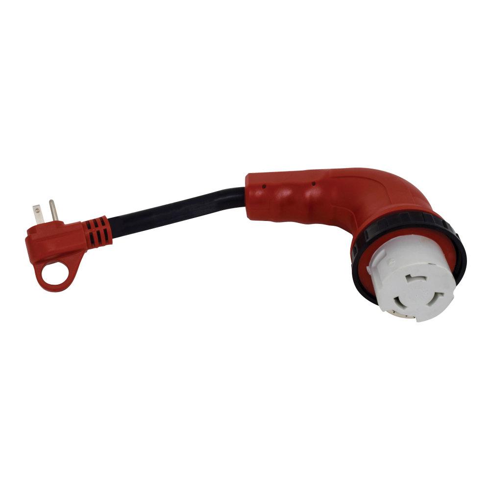 15Am-50Af 90 Deg LED Detach Adapter Cord, 12In, Red, Carded