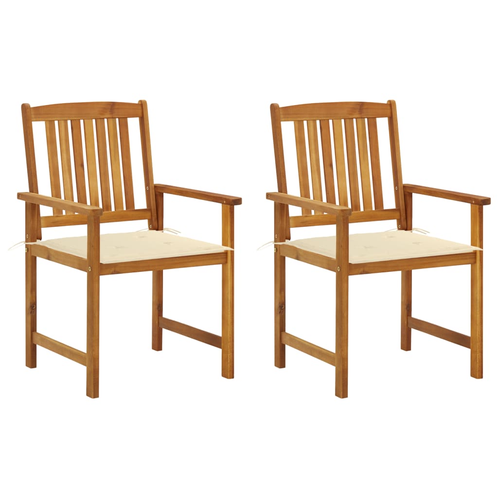 vidaXL Director's Chairs with Cushions 2 pcs Solid Acacia Wood