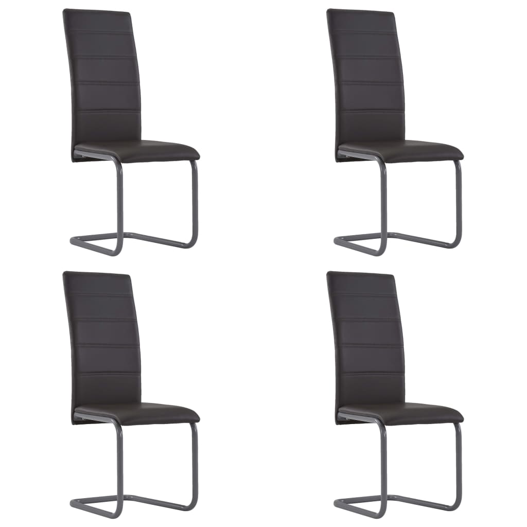 282096 vidaXL Cantilever Dining Chairs 4 pcs Brown Faux Leather