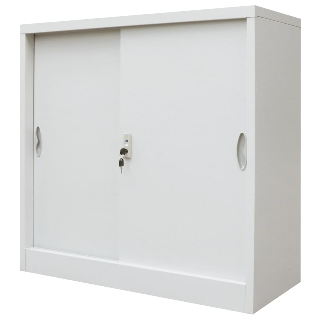 vidaXL Office Cabinet with Sliding Doors Metal 35.4"x15.7"x35.4" Gray
