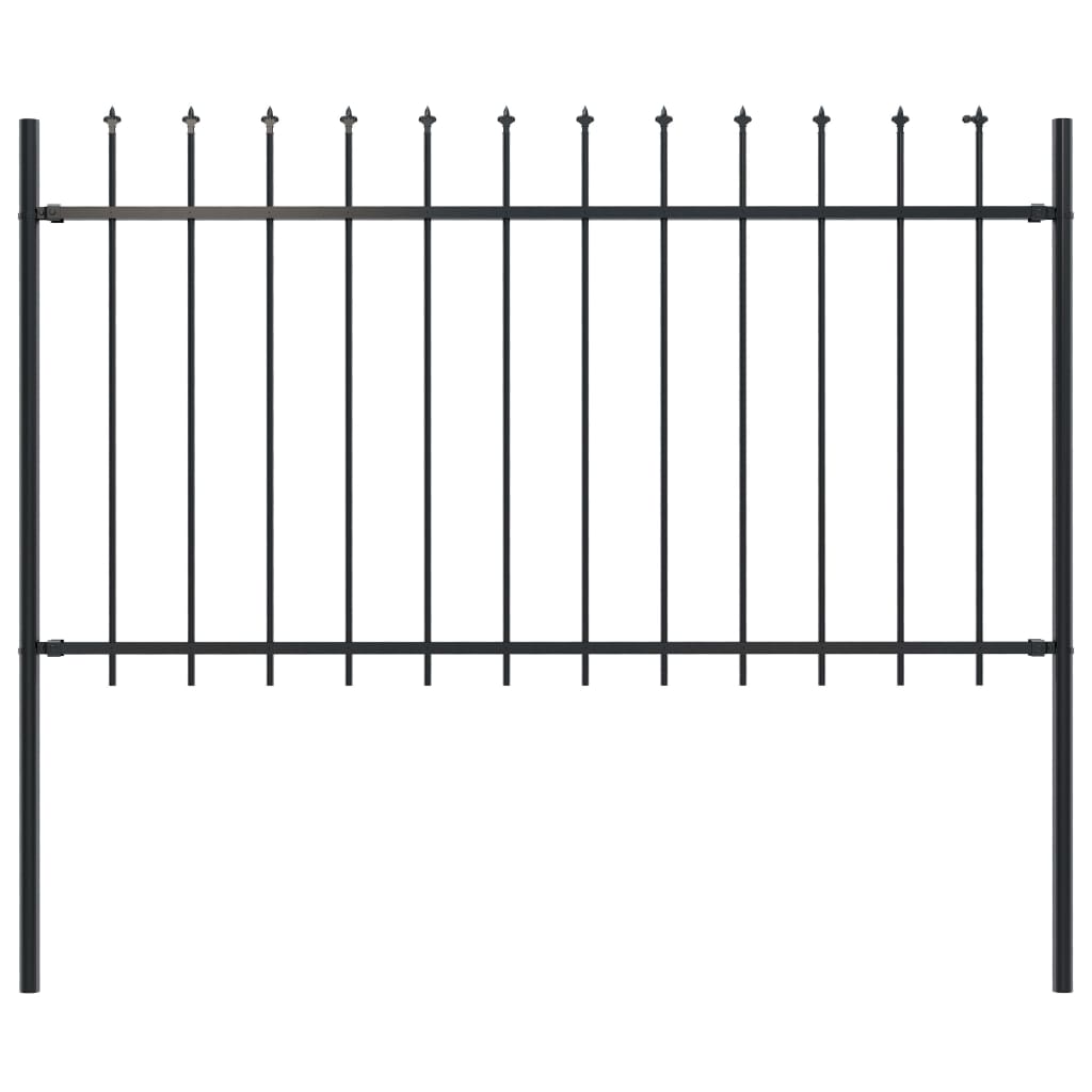 vidaXL Garden Fence with Spear Top Steel 66.9"x39.4" Black