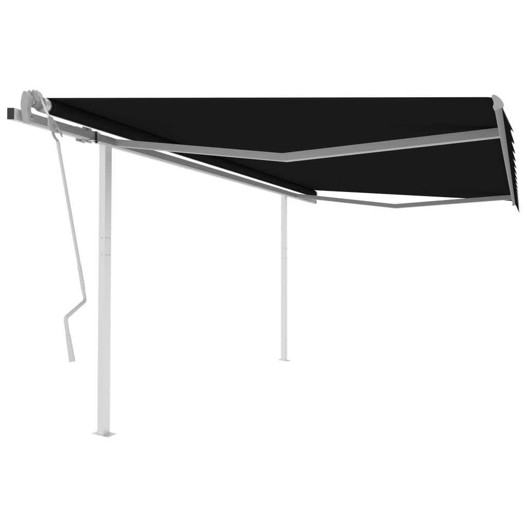 vidaXL Manual Retractable Awning with Posts 157.5"x118.1" Anthracite