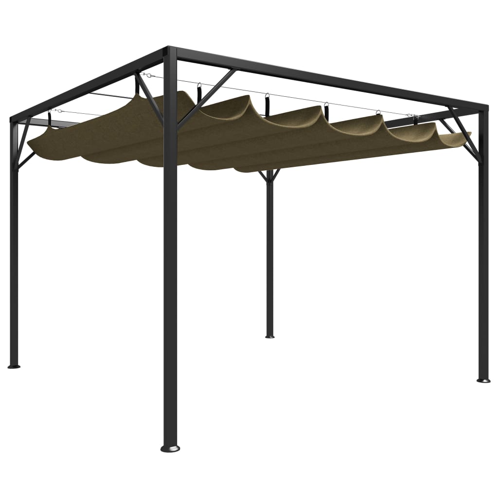 vidaXL Garden Gazebo with Retractable Roof 118.1"x118.1" Taupe 180 g/m?