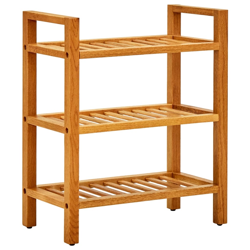 vidaXL Shoe Rack with 3 Shelves 19.6"x10.6"x23.6" Solid Oak Wood
