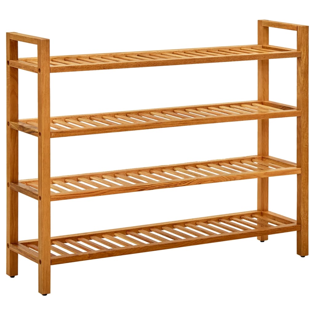 vidaXL Shoe Rack with 4 Shelves 39.3"x10.6"x31.4" Solid Oak Wood