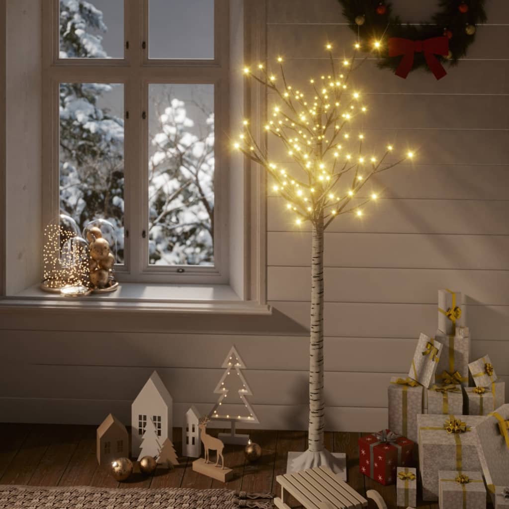 vidaXL Christmas Tree 156 LEDs 4.9' Warm White Willow Indoor Outdoor