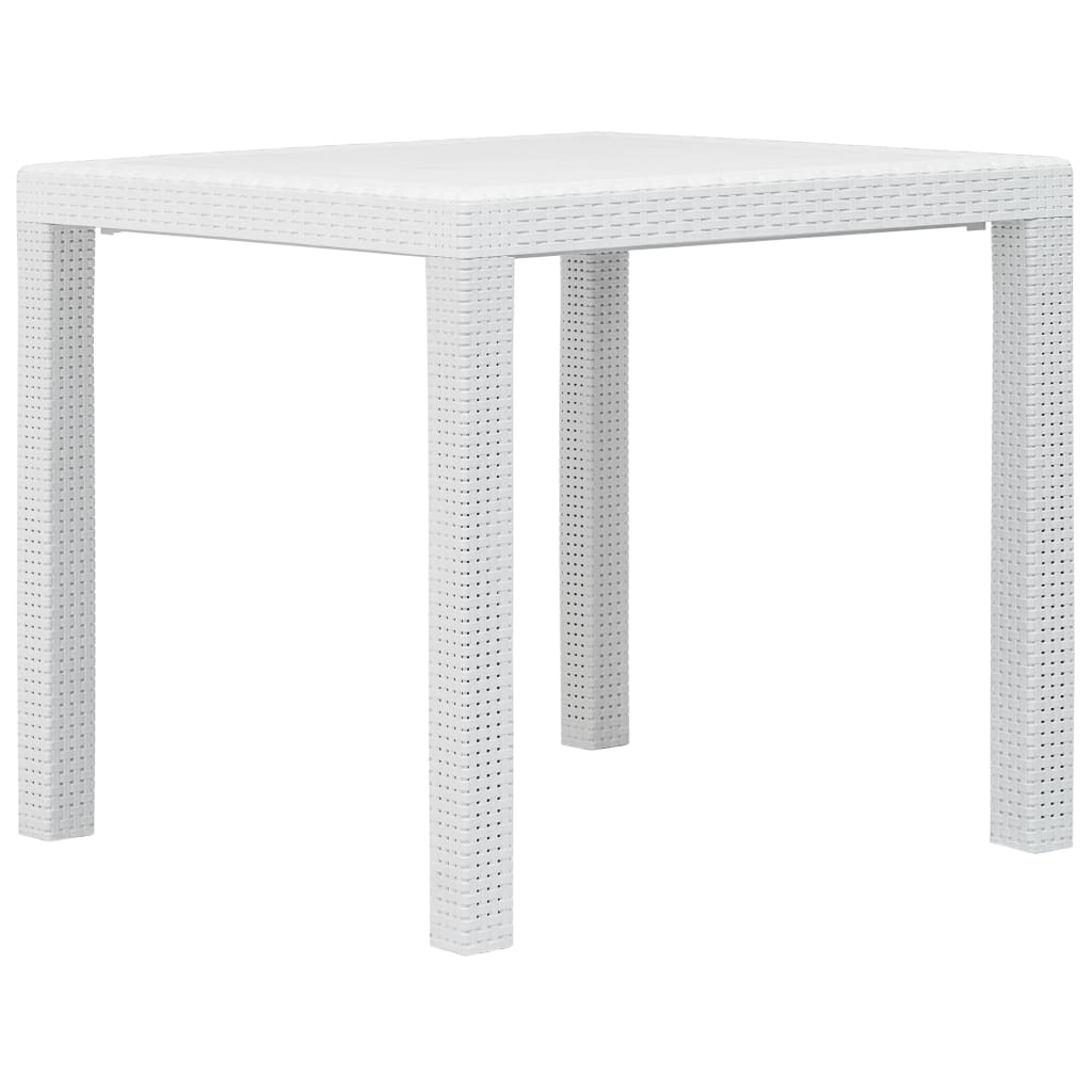 vidaXL Patio Table White 31.1"x31.1"x28.3" Plastic Rattan Look