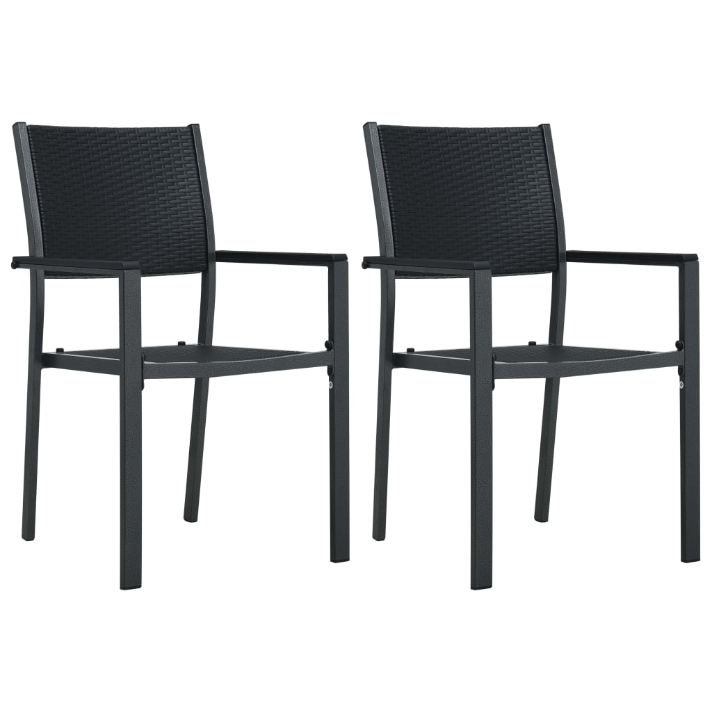 vidaXL Patio Chairs 2 pcs Black Plastic Rattan Look