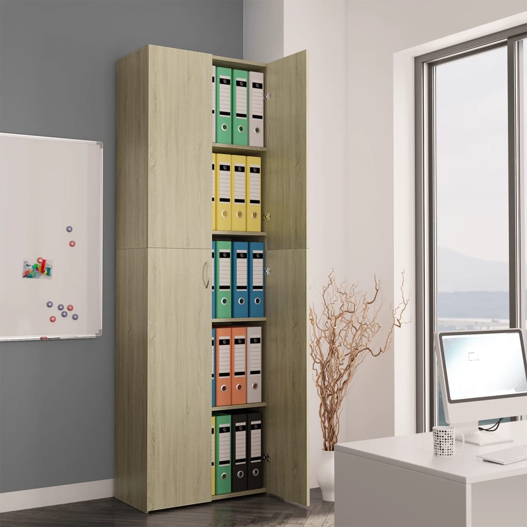 vidaXL Office Cabinet Sonoma Oak 23.6"x12.6"x74.8" Chipboard