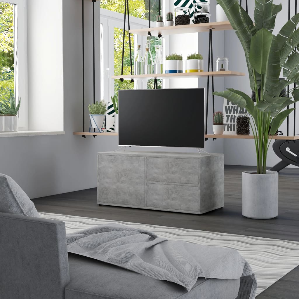 vidaXL TV Cabinet Concrete Gray 31.5"x13.4"x14.1" Chipboard