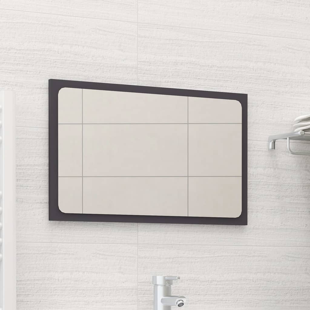 vidaXL Bathroom Mirror Gray 23.6"x0.6"x14.6" Chipboard