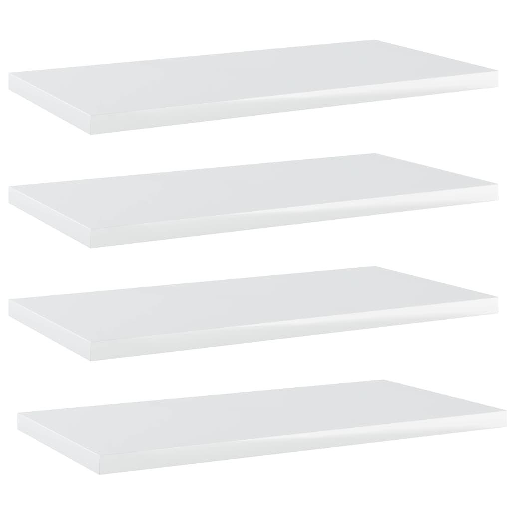 vidaXL Bookshelf Boards 4 pcs High Gloss White 15.7"x7.9"x0.6" Chipboard