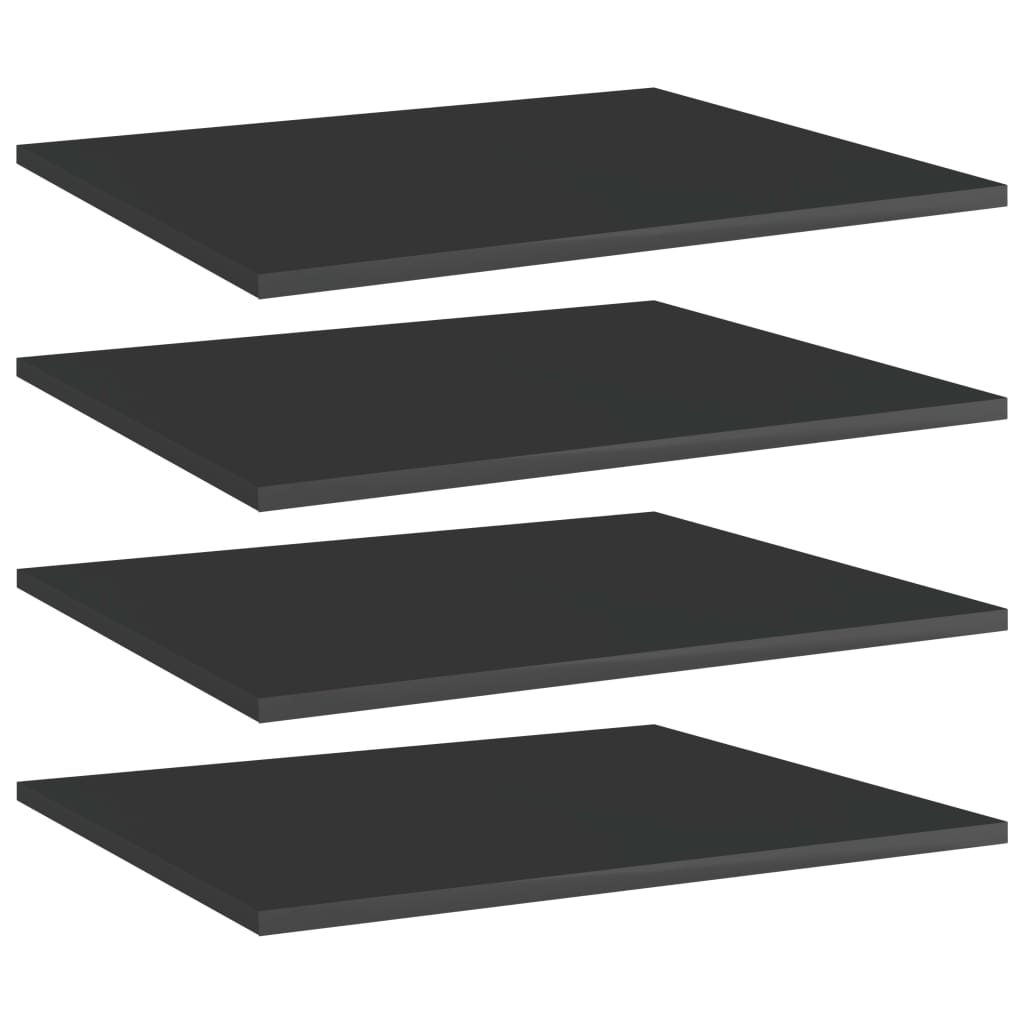 vidaXL Bookshelf Boards 4 pcs High Gloss Black 23.6"x19.7"x0.6" Chipboard