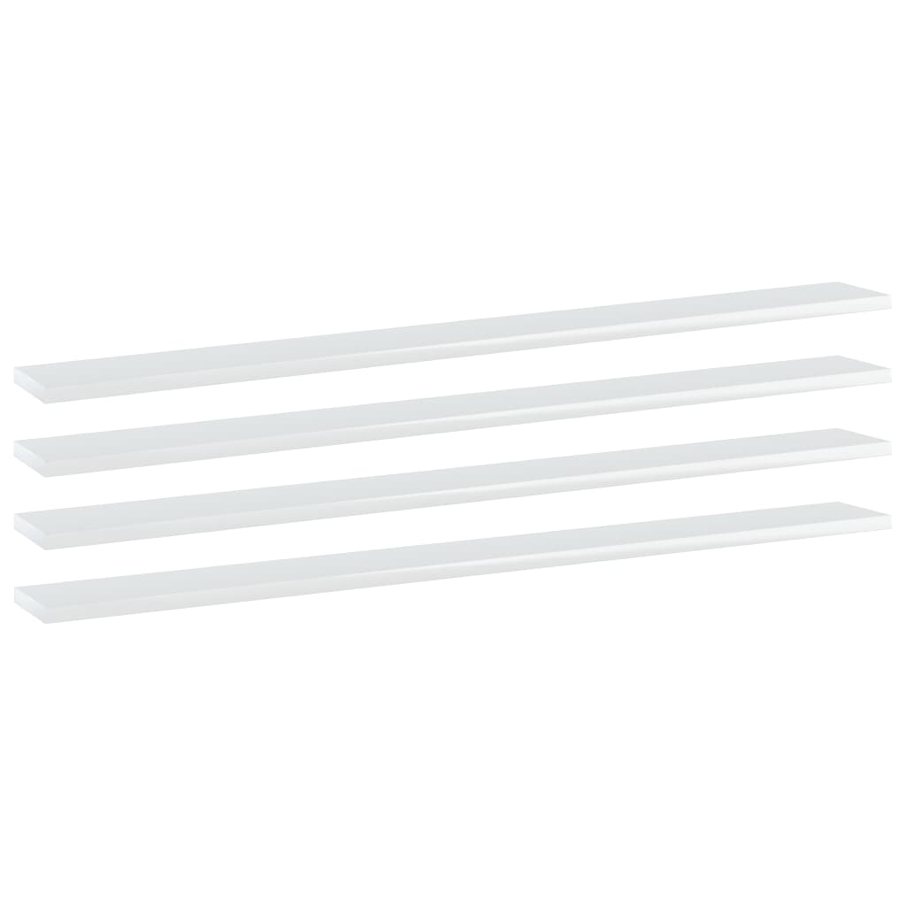 vidaXL Bookshelf Boards 4 pcs High Gloss White 39.4"x3.9"x0.6" Chipboard