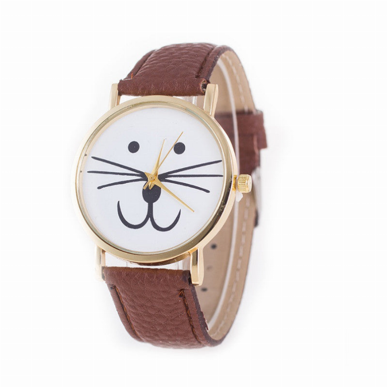 Mr. Whiskers Cat Watches 9 lives And 9 colors - Brown