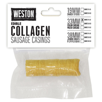 Whedon 19-0112-W Collagen Sausage Casing, 33 mm Zipper Vacuum Bag, Clear