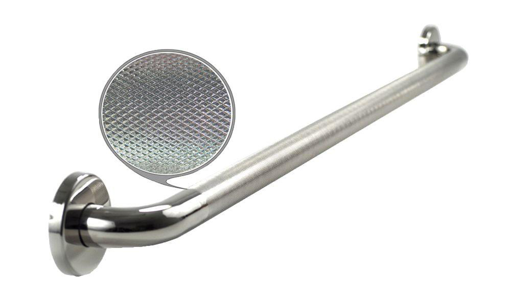 36"x1-1/4" Wingits Grab Bar With Concealed Mount Flange Covers, Bright Diamond Knurled in Polished Stainless Steel