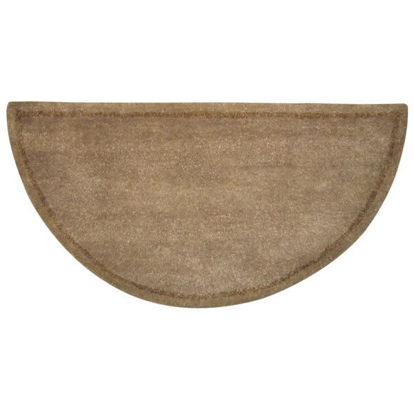 Woodfield Hand-Tufted Contemporary Half-Round Wool Rug with Border, Beige