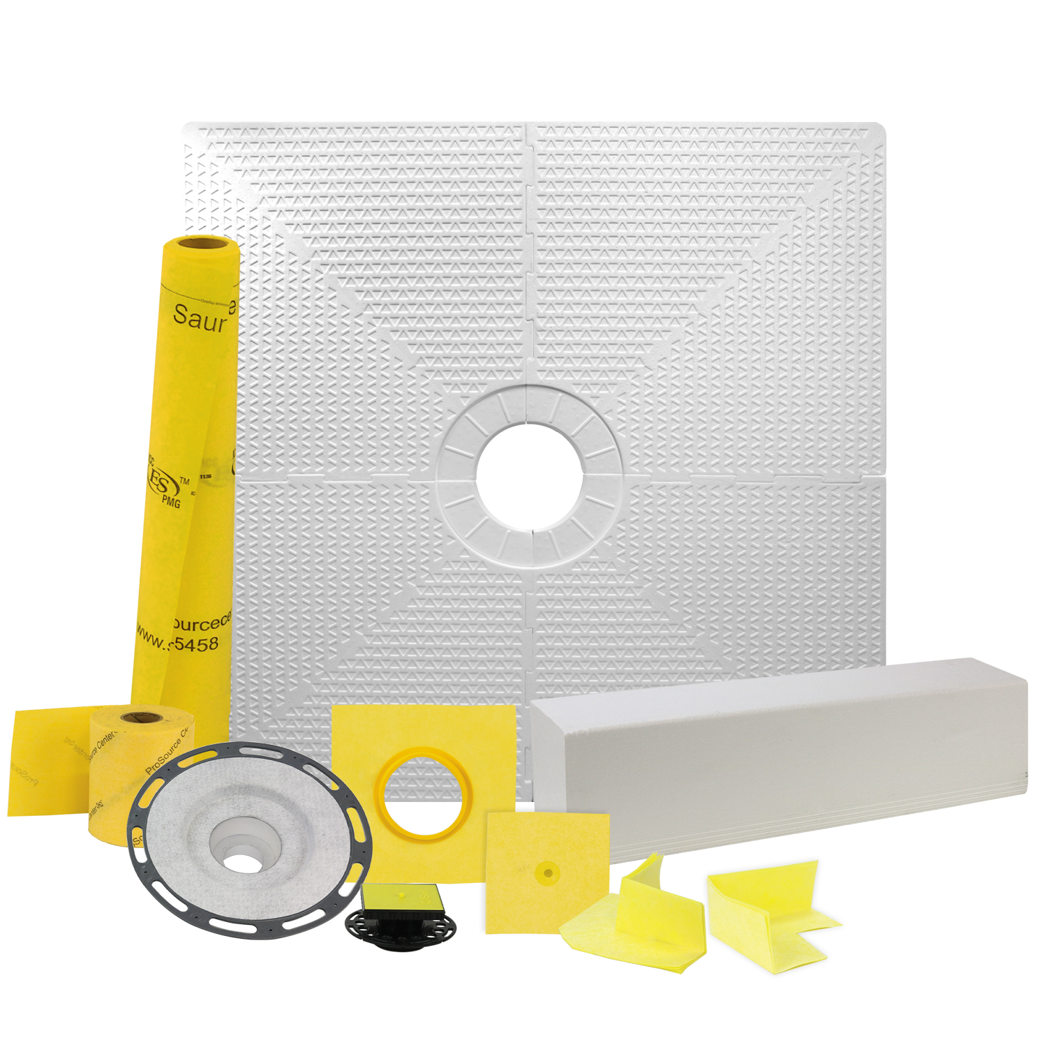 Pro GEN II 48? x 48? Tile Shower Waterproofing Kit with Center Drain and PVC Flange