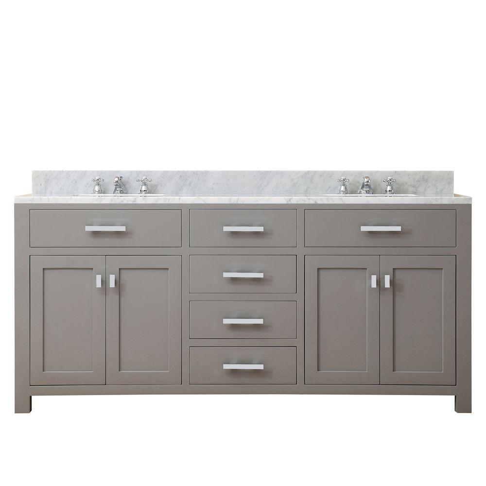 72 Inch Cashmere Grey Double Sink Bathroom Vanity With Faucet From The Madison Collection