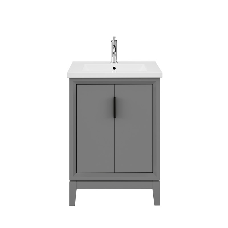 Elise 24 In. Integrated Ceramic Sink Top Vanity in Pure White with Modern Single Faucet