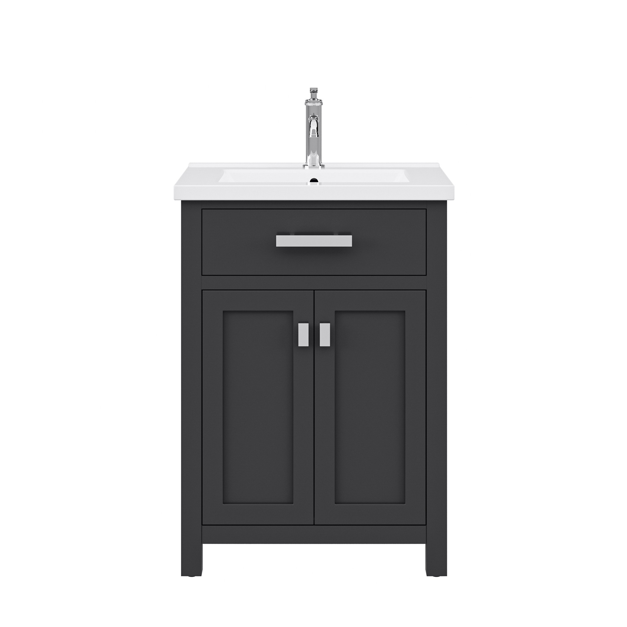 Mia 18 In. Integrated Ceramic Sink Top Vanity in Pure White with Modern Single Faucet