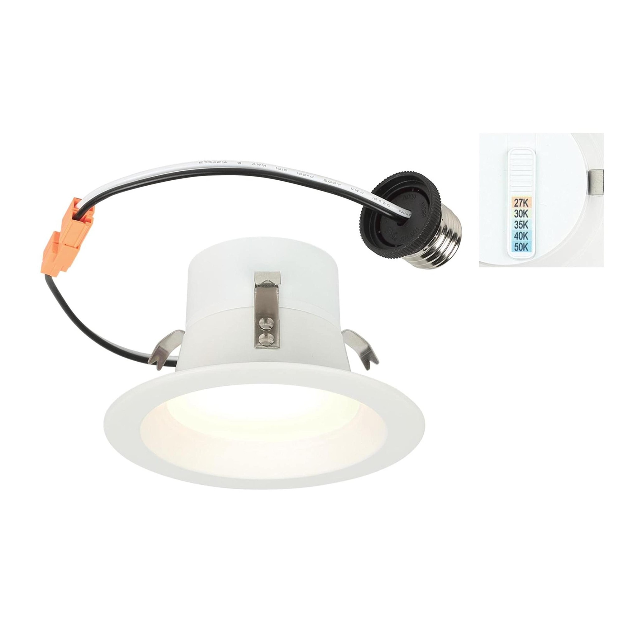 10W Recessed LED Downlight with Color Temperature Selection 4 in. Dimmable 2700K, 3000K, 3500K, 4000K, 5000K, 120 Volt, Box