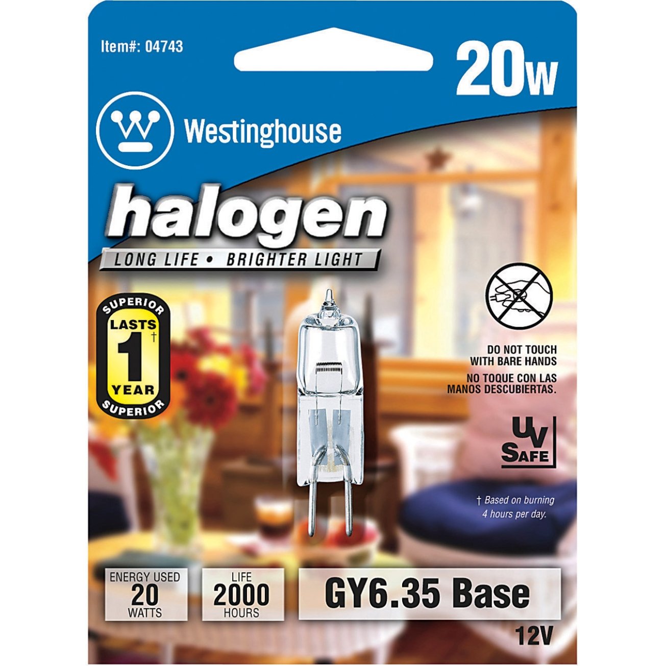20W T4 JC Halogen Low Voltage Clear GY6.35 Base, 12 Volt, Card