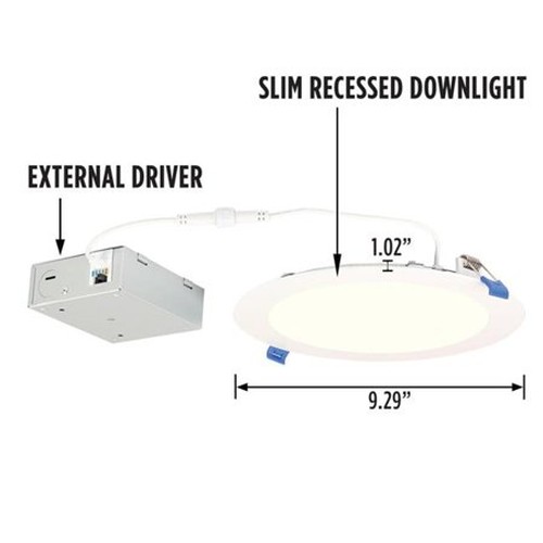 18W Slim Recessed LED Downlight Color Temperature Selection 8 in. Dimmable 2700K, 3000K, 3500K, 4000K, 5000K, 120-277 Volt, Box