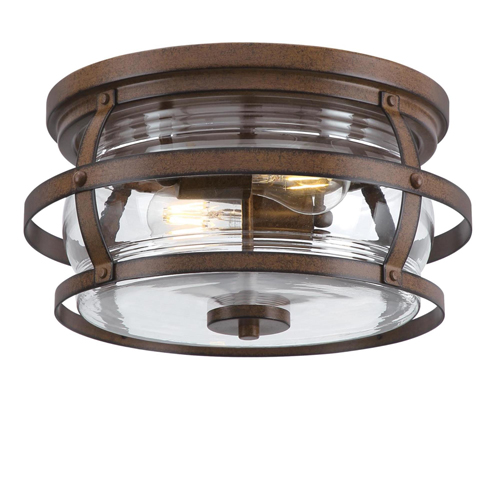 Westinghouse Lighting Weatherby 14-Inch Two-Light Outdoor Flush Mount Ceiling Fixture, Barnwood Finish with Clear Glass