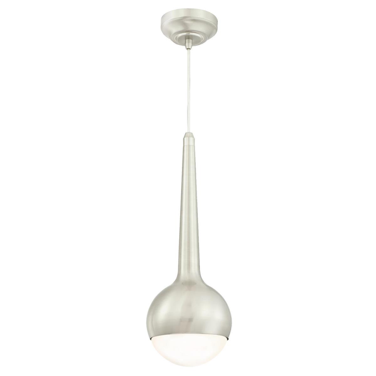 1 Light LED Mini Pendant Brushed Nickel Finish with Frosted Opal Glass