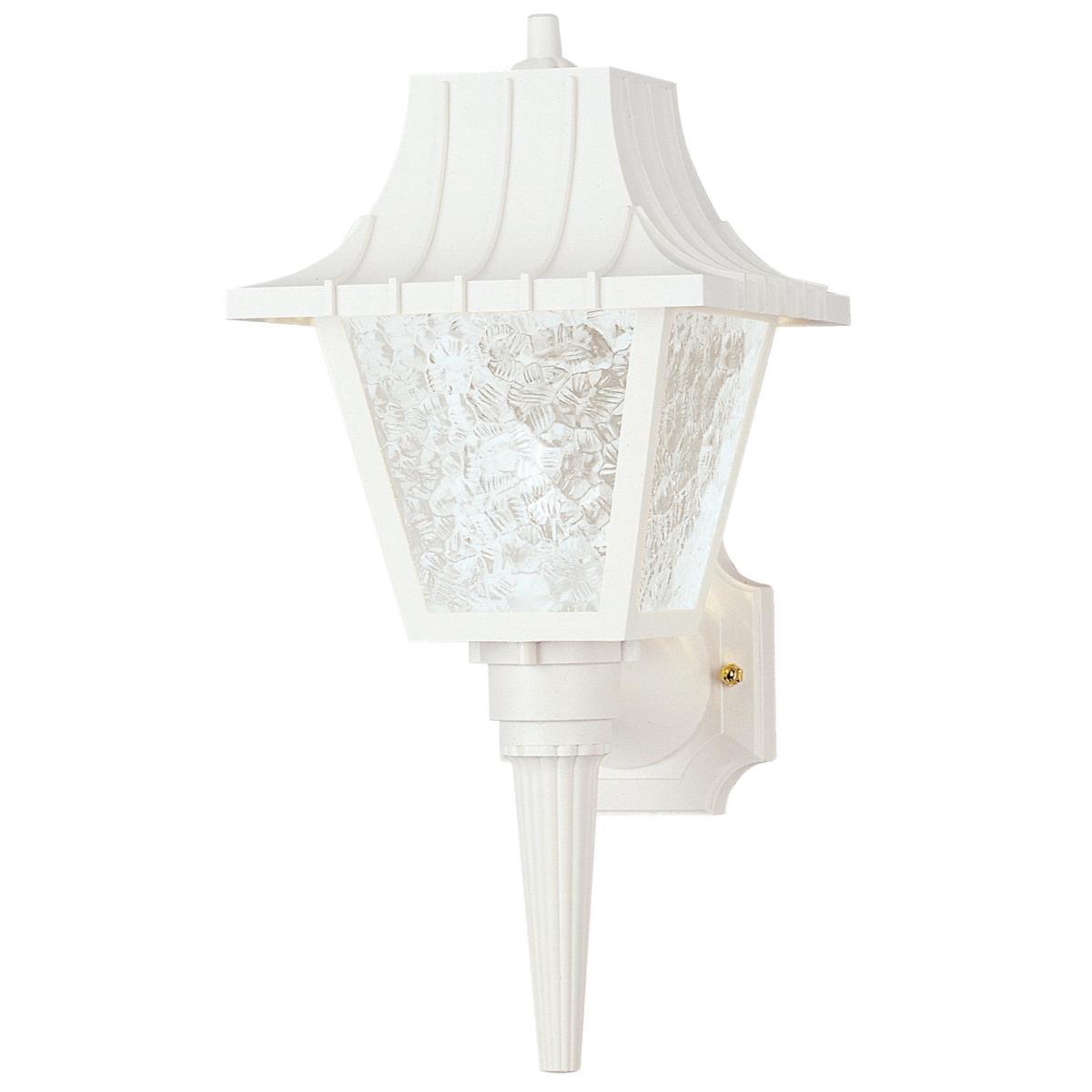 1 Light Hi-Impact Polycarbonate Wall Fixture with Removable Tail White Finish with Clear Textured Acrylic