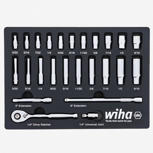25 PIECE 1/4IN DRIVE PROFESSIONAL STANDARD AND DEEP SOCKET TRAY SET  SAE