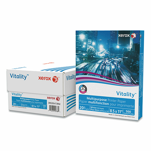 Vitality Multipurpose Print Paper, 92 Bright, 20lb, 8.5 x 11, White, 500 Sheets/Ream, 3 Reams/Carton