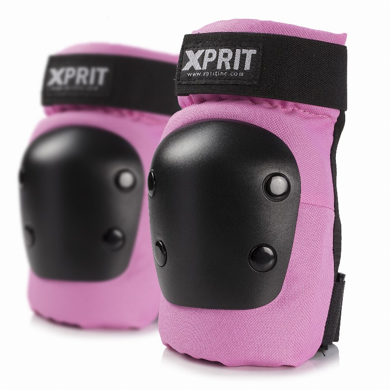 XPRIT Adult/Child Wrist Guards, Knee Elbow Pads 3 in 1 Protective Gear Set for Skateboard, Scooter & Bike - Adults Pink