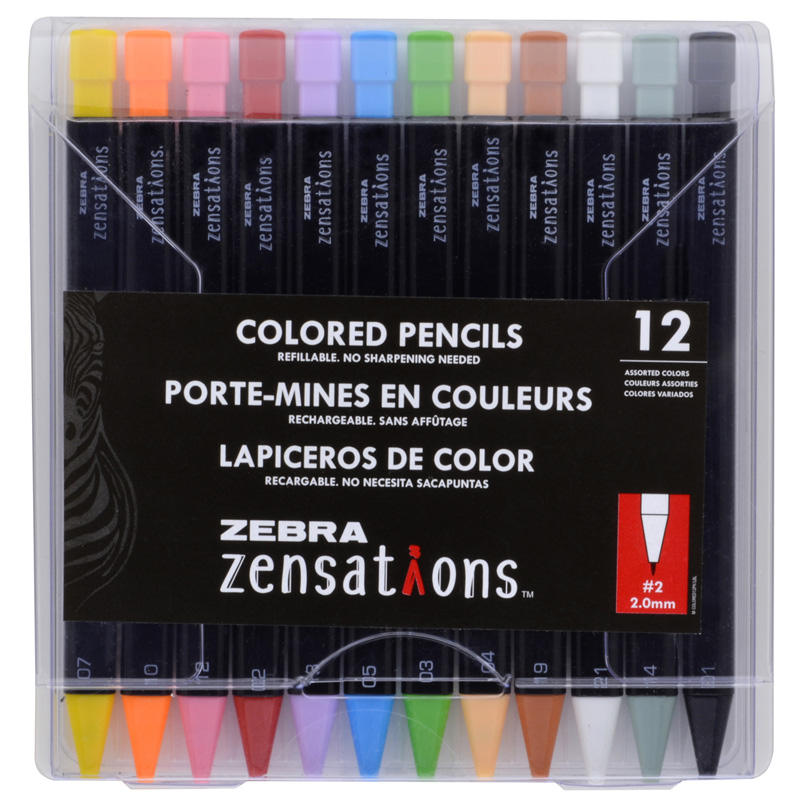 Refillable Mechanical Colored Pencils, Pack of 12