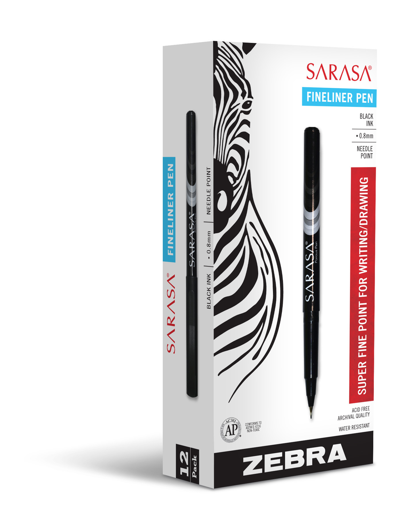 Sarasa Porous Pen, 0.8 mm, Fine, Black, Dozen