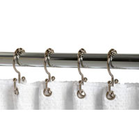 Zenith 96SS Double Roller Shower Curtain Hook, For Use With Shower Curtains and Rods, Steel/Zinc