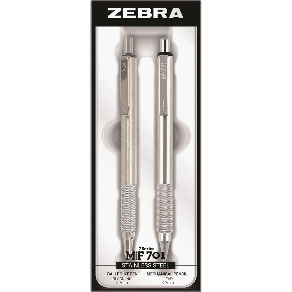 Zebra STEEL 7 Series M/F 701 Mechanical Pencil & Ballpoint Pen Set - 0.7 mm Pen Point Size - 0.7 mm Lead Size - Refillable - 2 /